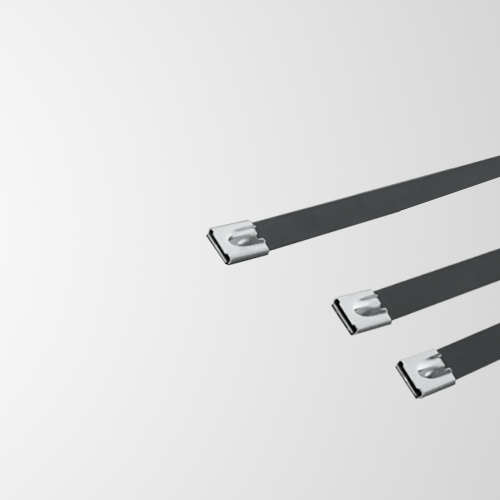 Spray coated stainless steel zip ties - ball self-locking type